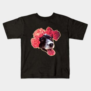 Border Collie with Flowers Kids T-Shirt